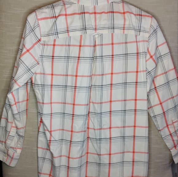 Banana Republic White and Orange Plaid Button Down Shirt - Picture 2 of 6